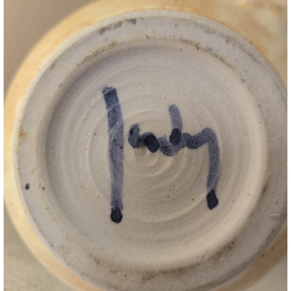Pottery Pitcher Ice Guard. Hand‎ Thrown. Possibly Italian, Signed